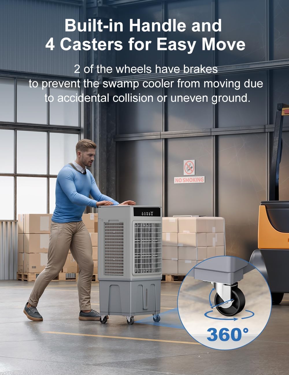 Swamp Cooler Air Conditioner, Evaporative Air Cooler, 24H Timer & 8 Gal Water Tank, 100°Oscillation, 3 Speeds&4 Ice Boxes, Portable Cooling Fan for Garage Outdoor Indoor