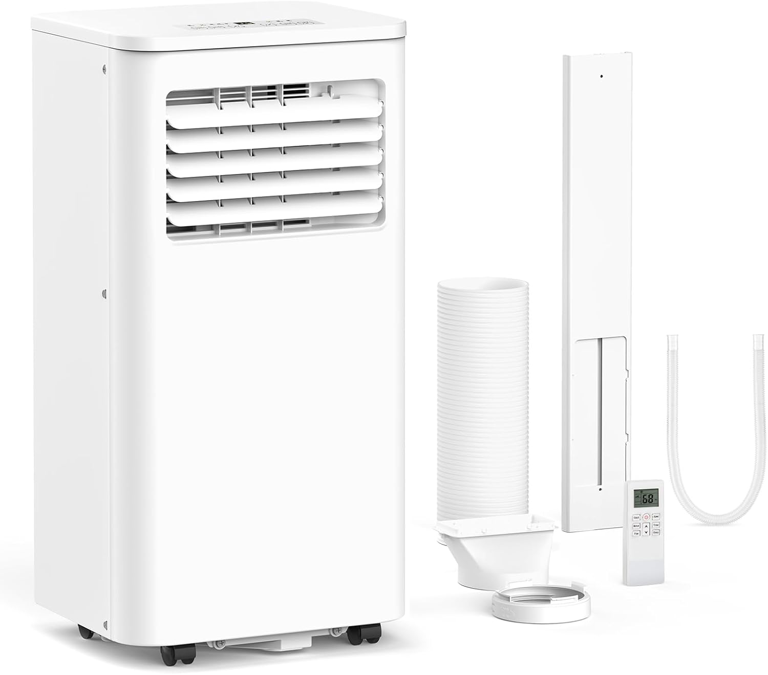 ZAFRO 8,000 BTU Portable Air Conditioners, 4 Modes Portable AC Unit Built-in Cool/Dehumidifier/Fan/Sleep, 24Hrs Timer, for Bedroom/Indoor Rooms, White