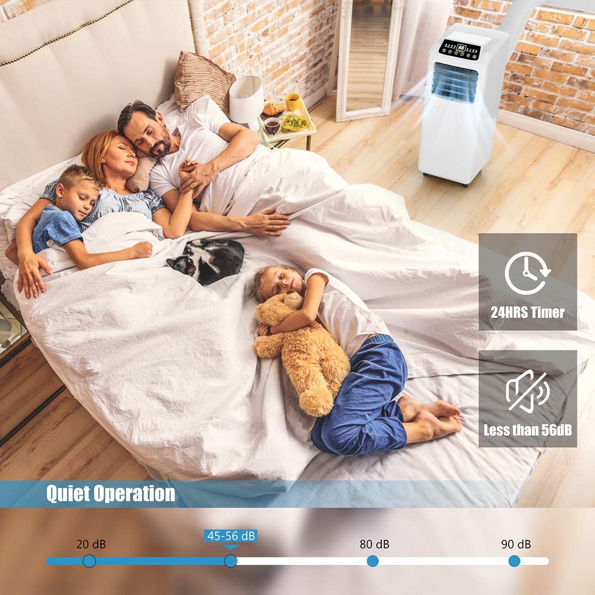 COSTWAY Portable Air Conditioners, 8000 BTU Air Conditioner Unit spaces up to 230 Sq.Ft with Remote Control Dehumidifier Function Window Wall Mount, 4 Caster Wheel, Sleep Mode and 2 Fan Speed