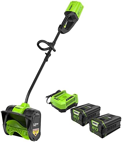 Greenworks PRO 80V 12-Inch Cordless Snow Shovel, 2.0 AH Battery Included, 2600602 with Greenworks Pro 80V 4Ah Lithium Ion Battery GBA80400