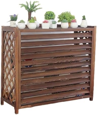 Air Conditioner Cover Wood Ac Covers for Outside Decorative Ac Unit Cover Air Conditioner Covers for Outside Heat Pump Cover HVAC Cover Brown B