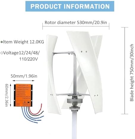 20000W Vertical Wind Turbine Generator - Space-Saving 12V/24V/48V Windmill Kit for Home, RV, Marine - Efficient Renewable Energy Solution, Eco-Friendly & Colorful Design