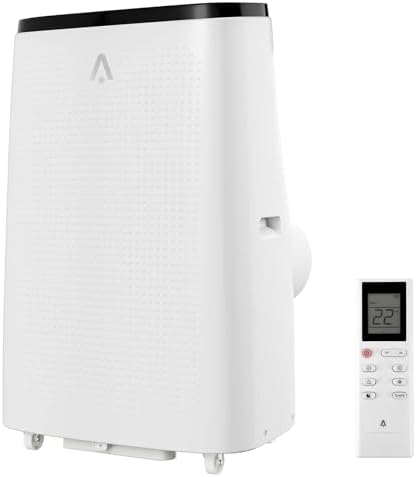 14,000 BTU Portable Air Conditioner - 3-in-1 Cooling for 750 Sq.Ft Rooms - Ultra-Quiet with Sleep Mode & 24H Timer - Energy Efficient AC Unit w/Remote for Home/Office/RV, White+Black