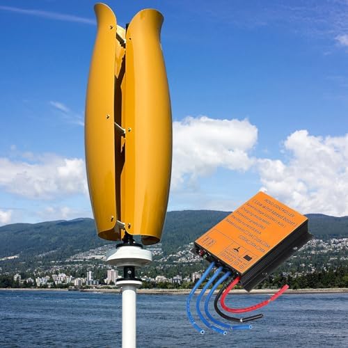 3000W Vertical Axis Wind Turbine Generator Kit - 12V/24V/48V Maglev Power System with MPPT Controller & 2 Fiberglass Blades for Home, Boat, Highway - Eco-Friendly Energy Solution