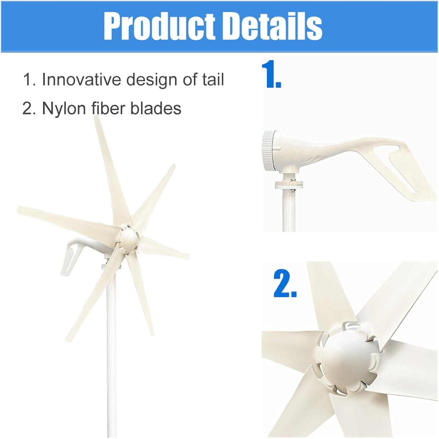 600w 800w 1000w Wind Turbine Generator Windmill 12v 24v Home Appliance Camping Power Generator with MPPT Controller Industrial Energy(6 Blades 1000w,24V)