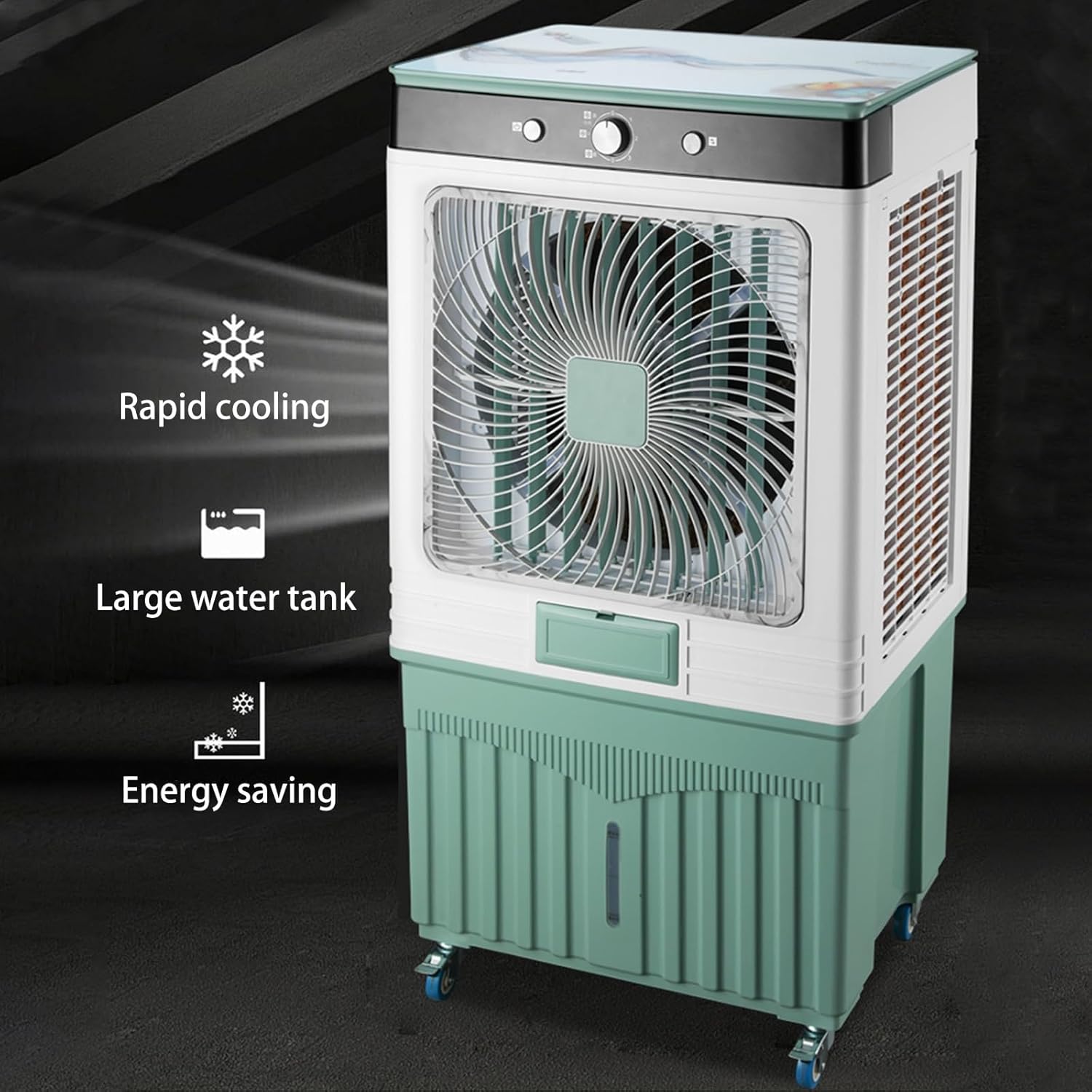 Portable Air Conditioners, Evaporative Air Cooler with 3 Wind Speed and Water Tank, Powerful Swamp Cooler for Room Office Garage Use