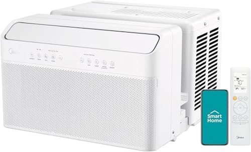 Midea 12,000 BTU U-Shaped Smart Inverter Window Air Conditioner–Cools up to 550 Sq. Ft., Ultra Quiet with Open Window Flexibility, Compatible with Alexa/Google Assistant, 35% Energy Savings (Renewed)