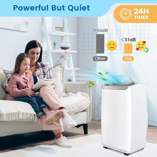 12000 BTUs Portable Air Conditioner, Cools Room up to 550 Sq. Ft., 3-IN-1 Portable AC Unit with Dehumidifier, Fan Function, Remote Control, Smart/Sleep Mode/24Hrs Timer, Window Installation Kit