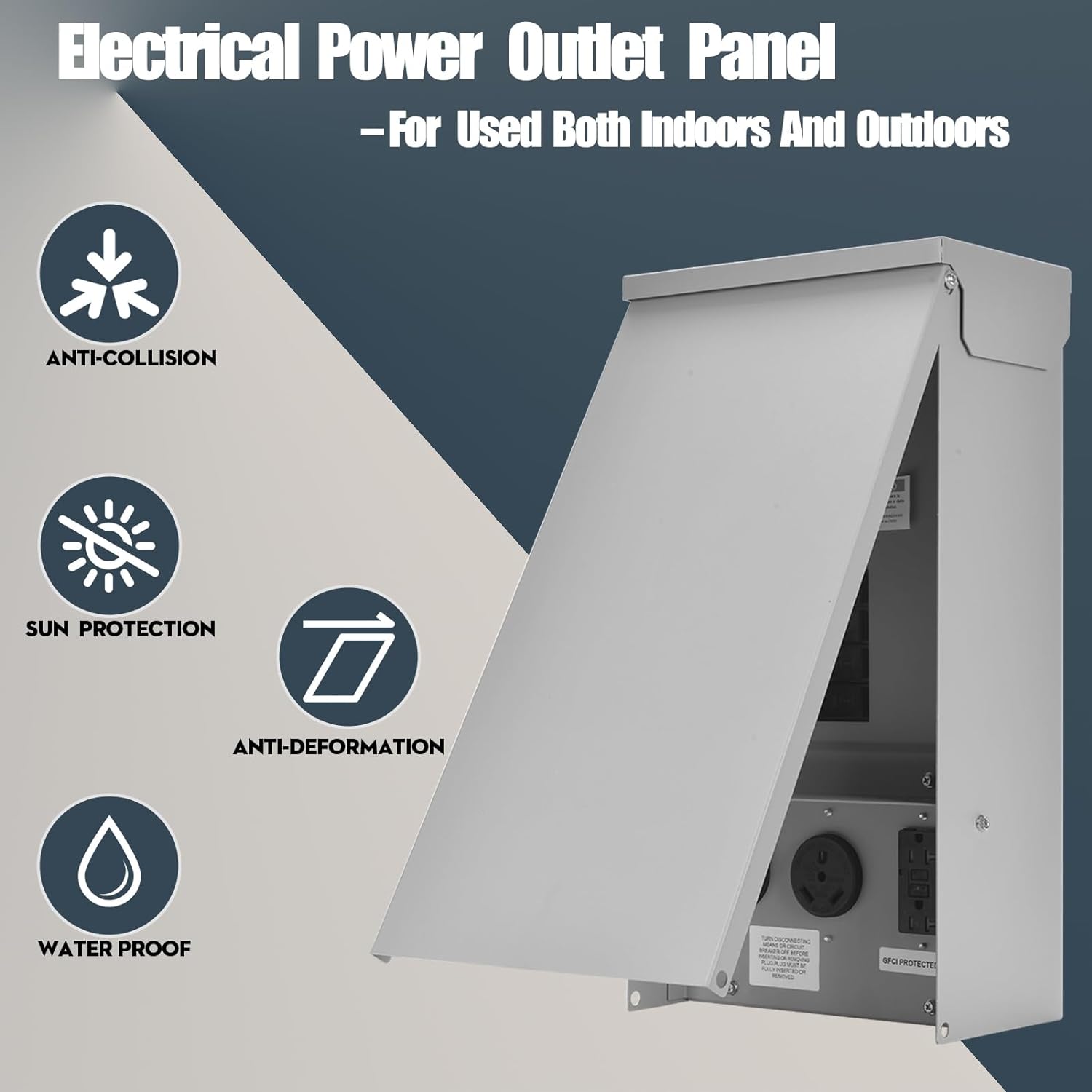 Electrical Outlet Boxes Temporary Power Panel Weatherproof RV Receptacle Box with 30 50 Amp Breaker 20 Amp GFCI Outlet Outdoor Panel for RV Camper Car Travel Generator Motorhome (Update)