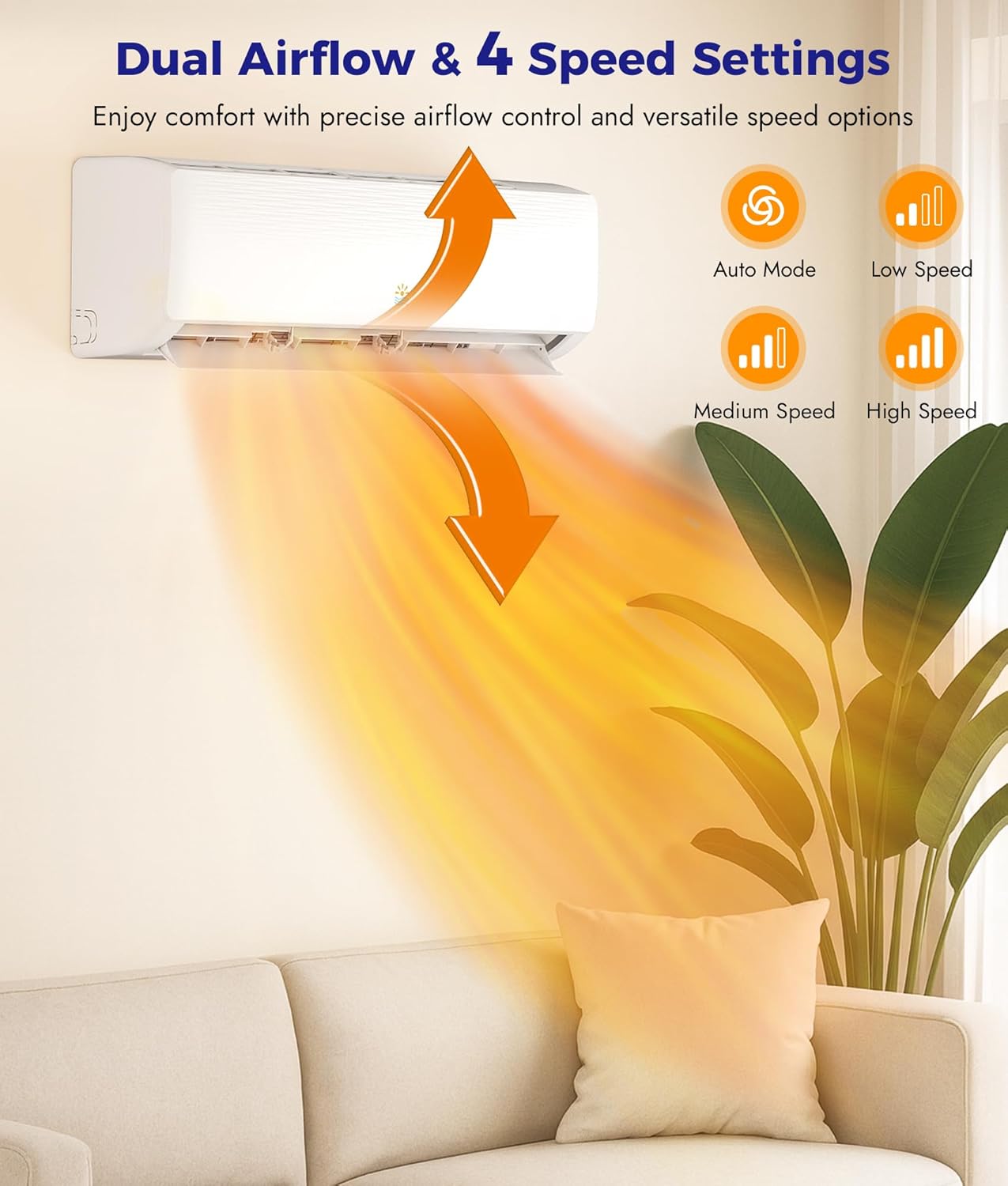 9000 BTU Mini Split Ac/Heating System - 19 SEER2 Mini Split AC Unit with Heat Pump, 115V Energy Efficient Ductless AC Unit Up to 450 Sq.Ft with Installation Kit