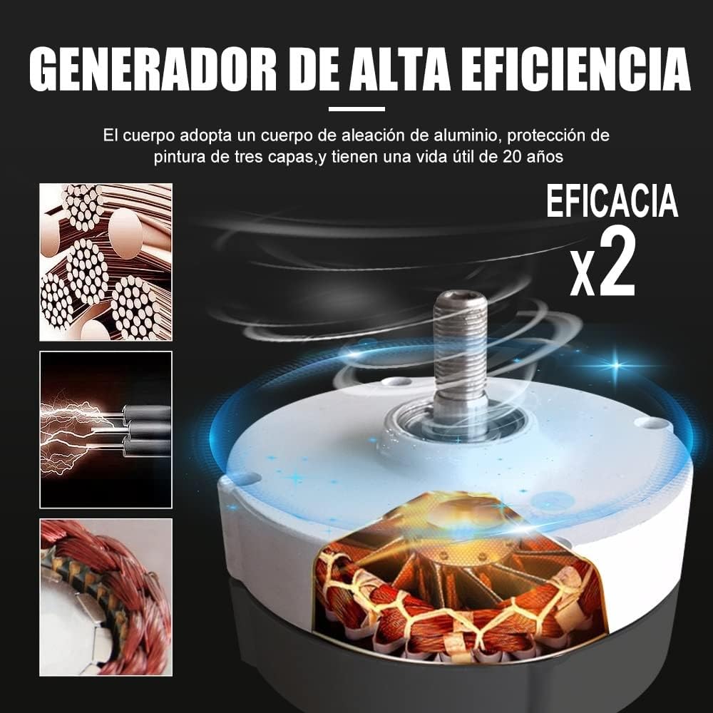 Wind Turbine, 1000w Wind Turbine Generator 24V 48V Windmill Connecte to Solar System with MPPT Controller for Hybrid Solar Wind System(1KW 5Blades,Turbine ONLY_48V)