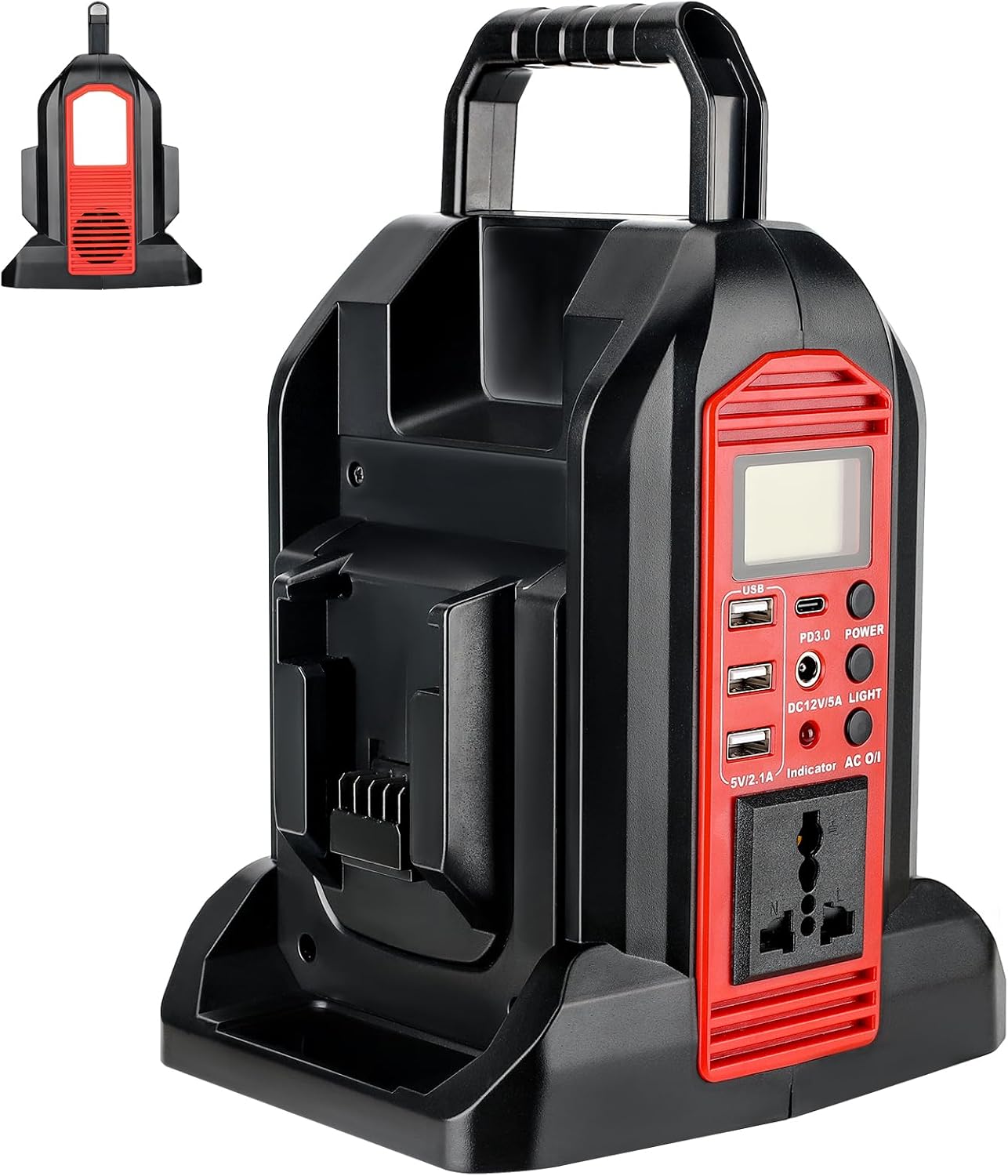 WaxPar Power Inverter Compatible with Milwaukee 18V Battery, 350W Power Supply Inverter Outdoor Generators Converter DC 20V to AC 110V ~120V with AC Outlet &USB Port&Type-C Port& LED Light