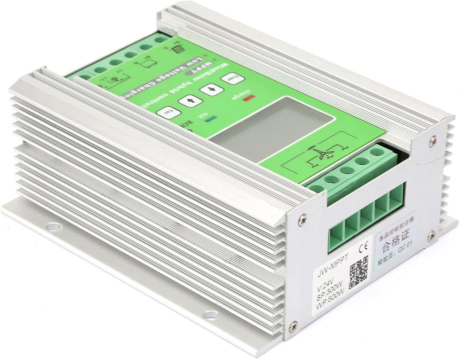 Wind Solar Hybrid Charge Controller MPPT Boost Charge 12V 24V Auto with LCD Display for Off Grid Solar Wind Power System (600W Wind Turbine 300W Solar)