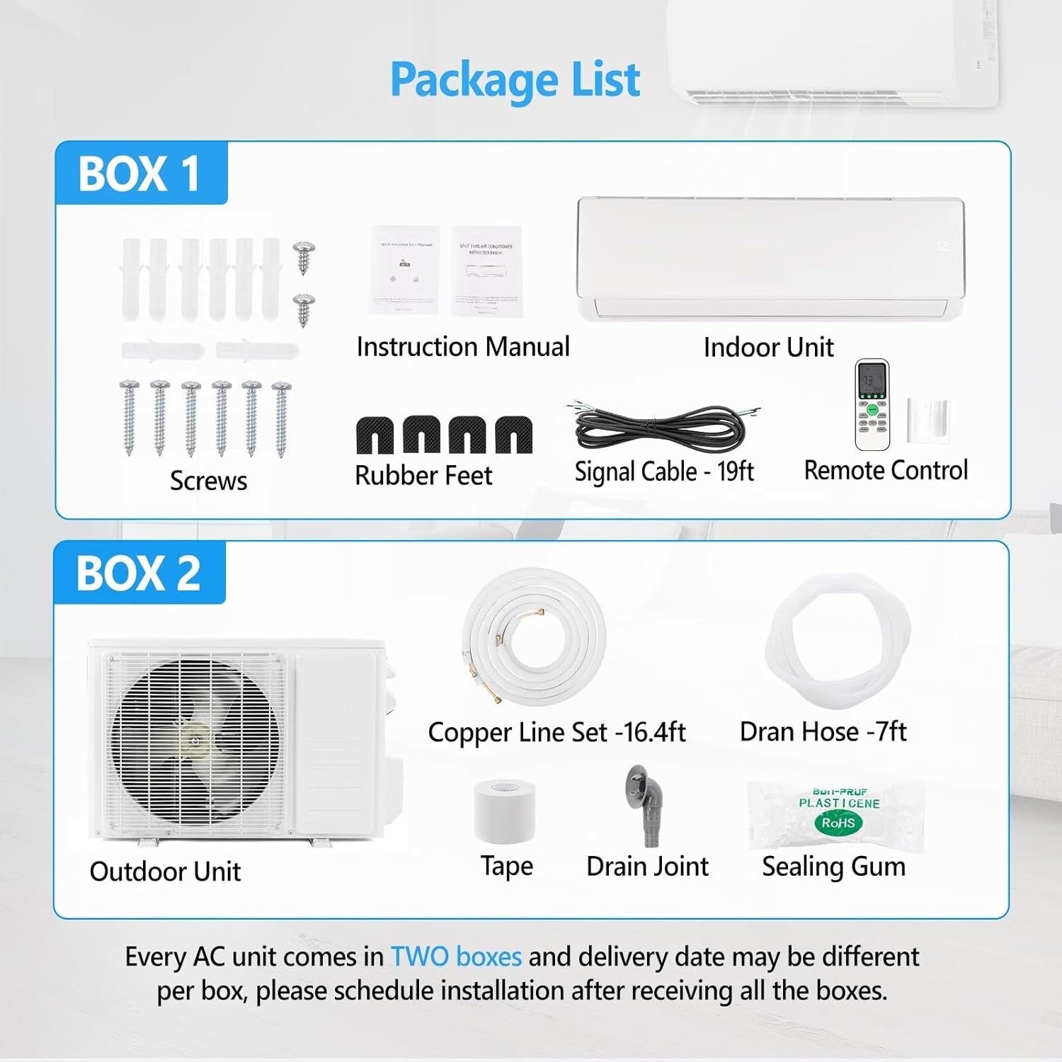 Bonnlo 11500BTU Wifi Enabled Mini Split Air Conditioner & Heater, 17 SEER2 115V Inverter Ductless Wall AC Unit with Pre-Charged Condenser, Heat Pump & Installation Kit