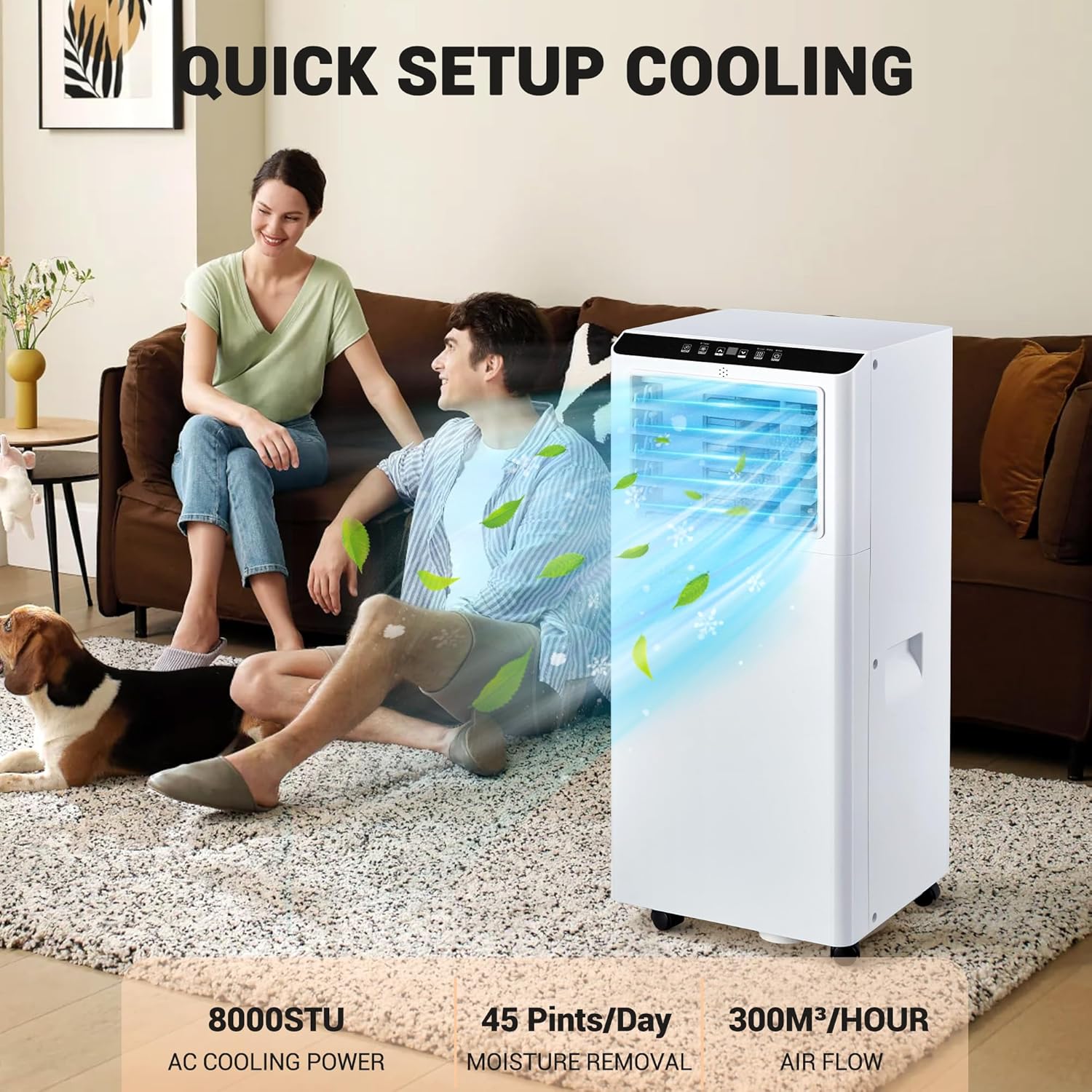 8000 BTU Portable Air Conditioners, 3-In-1 Modes Portable AC Unit with Remote, 2 Wind Speed Digital Display/24Hrs Timer/Installation Kit for Home Office