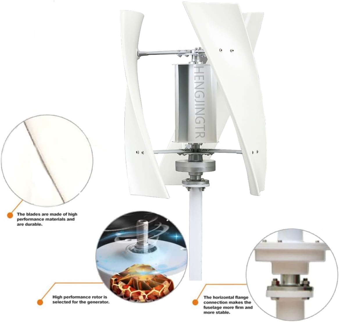 1600W Wind Turbine Permanent Maglev Generator,48V 24V 12V High Efficiency Wind Turbine W/Controller 3 Leaves for Ships, Pavilions, Cabins Or Mobile Homes