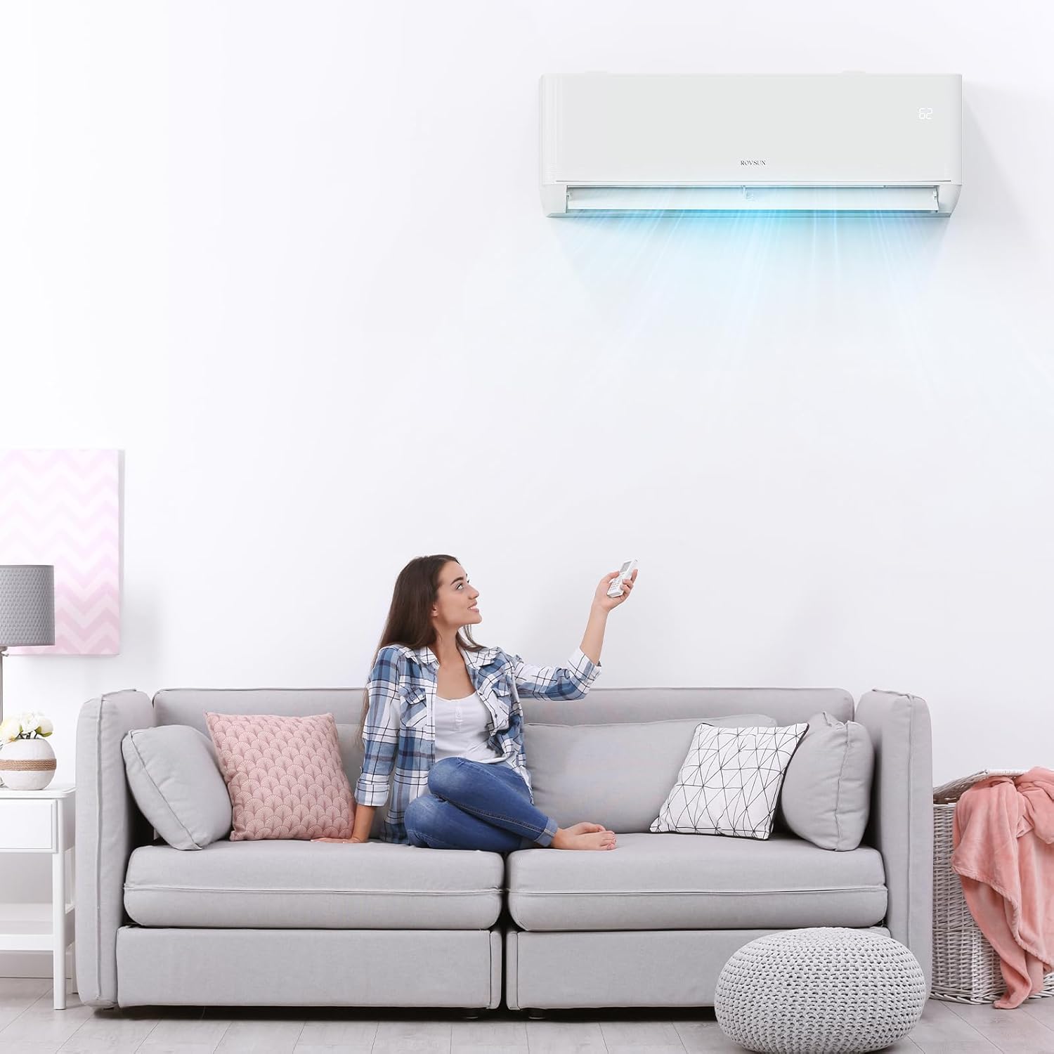 ROVSUN 12,000 BTU Mini Split AC/Heating System with Inverter, 23 SEER2 Energy Saving 115V Ductless Split-System Air Conditioner with Pre-Charged Condenser, Heat Pump, Remote Control & Installation Kit