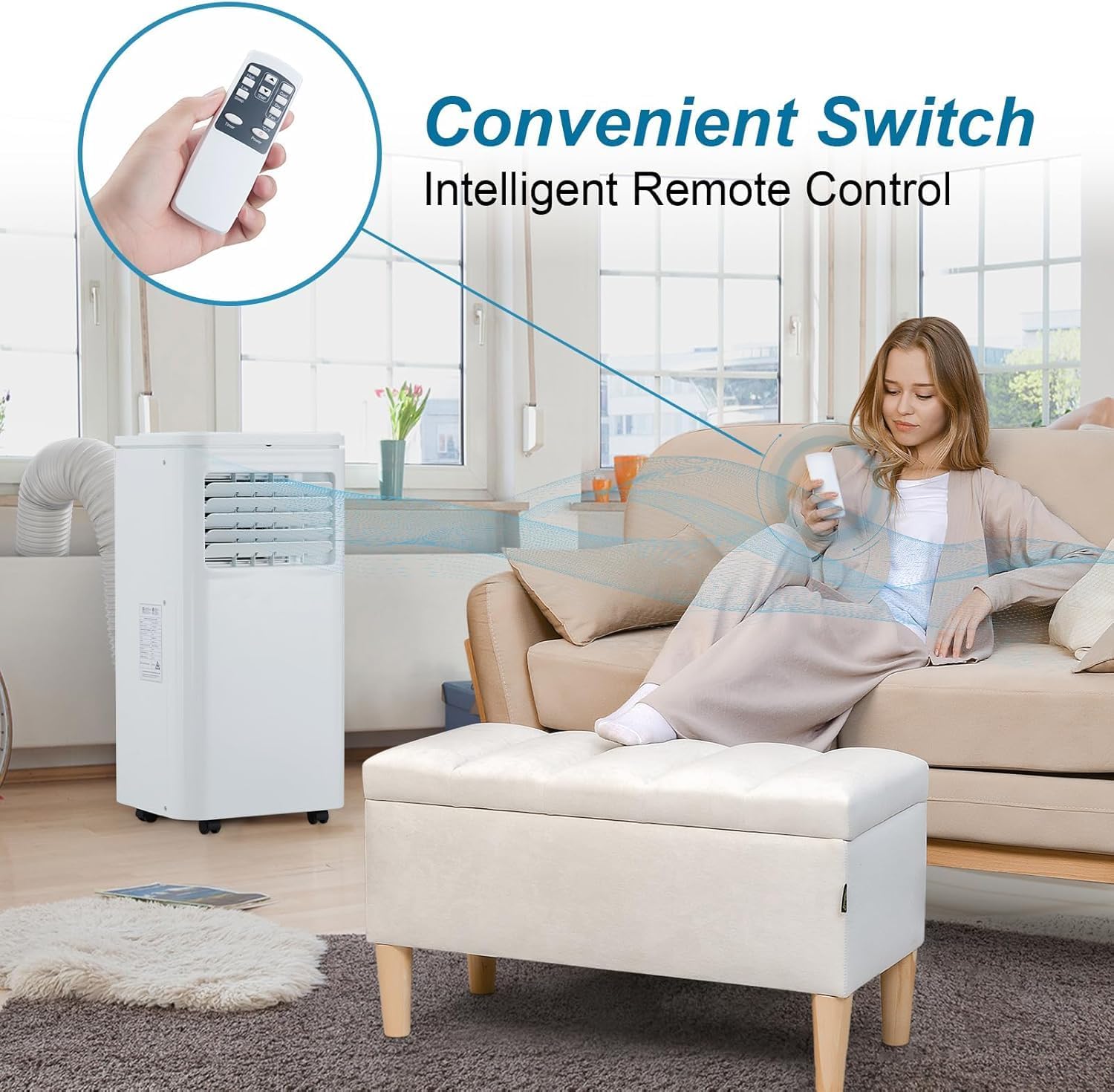 TrailBlaze 10000 BTU Portable Air Conditioner, 3 IN 1Dehumidifier, Fan Mode,Remote Control up to 450 Sq. Ft, Floor Room AC Unit with Cool,Air Cooler for Bedroom Office Home