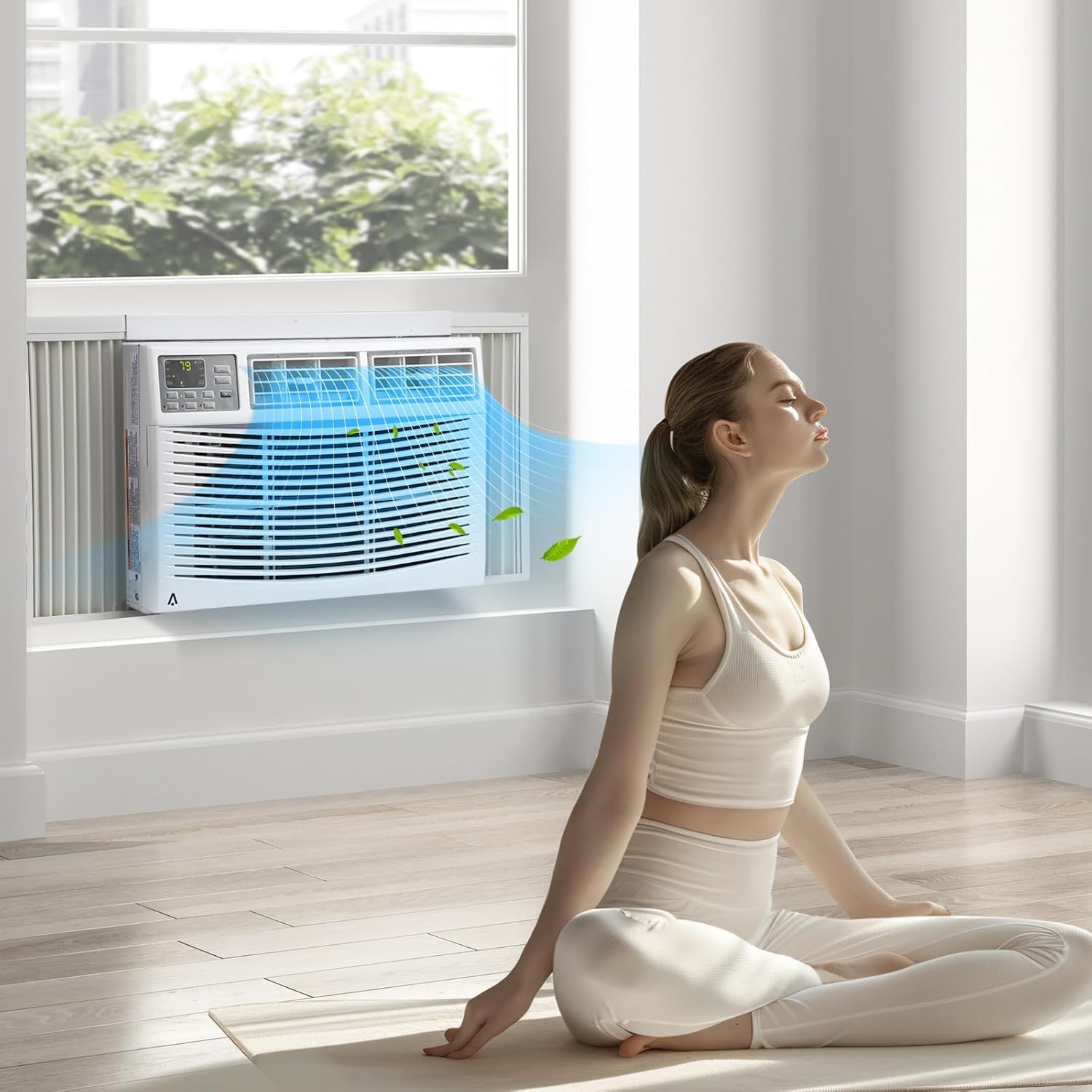 10000 BTU Window Air Conditioner With Remote Control, Window AC Cools Up to 450 Sq.Ft, Ultra Quiet Window Air Conditioner With WIFI, Dehumidifier & Energy Saving & Easy Installation,White