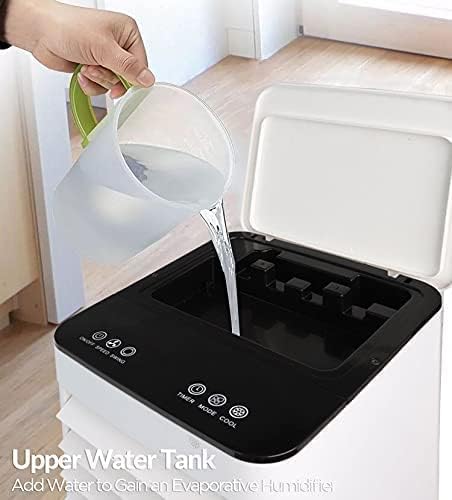 Evaporative Air Cooler, 3-IN-1 Windowless Portable Air Conditioner,Oscillation Swamp Cooler and Humidification-Includes Ice Packs-12 Hour Timer&Remote, Ideal for Home, Office, Bedroom, Kitchen