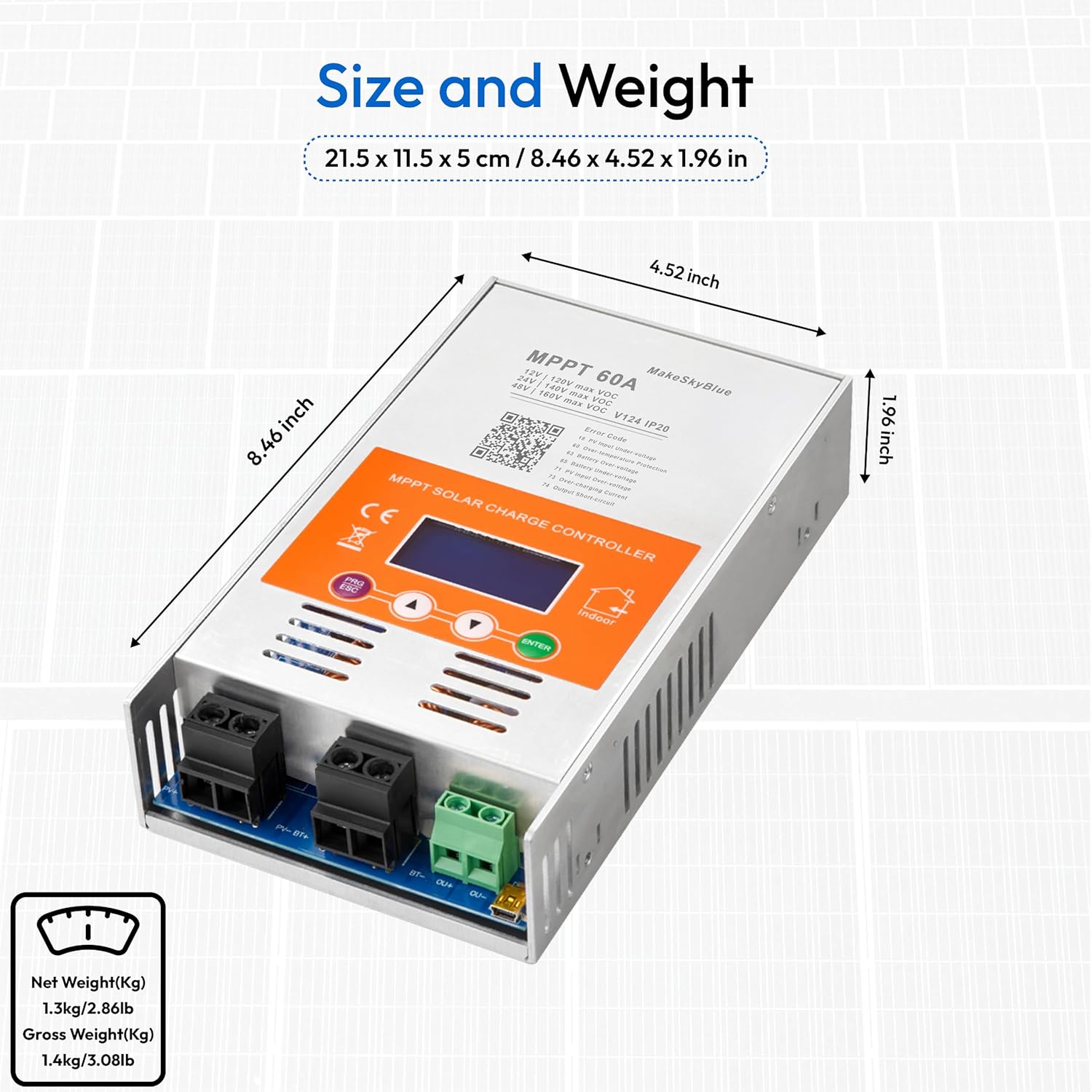 60A MPPT Solar Charge Controller V124 with CloudBOX, Auto 12V/24V/48V Max 160VDC Input,Supports Lead-Acid & Lithium Batteries