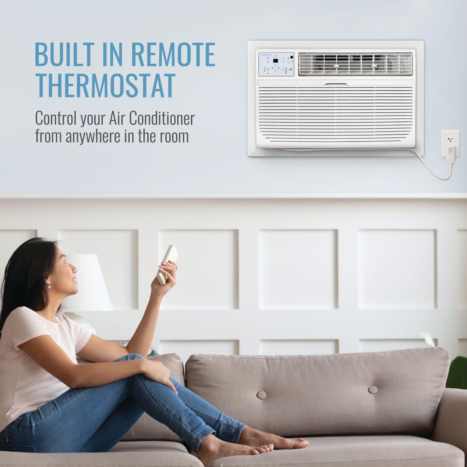 Keystone 10,000 BTU Through the Wall Air Conditioner and Dehumidifier, 115V, Through the Wall AC Unit for Bedroom, Bathroom, Nursery, Small-Medium Sized Rooms up to 450 Sq.Ft., Quiet, High Efficiency