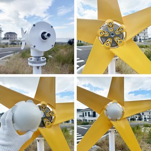 800W Wind Turbine Generator Kit - 12V/24V/48V with MPPT Controller, 5 Yellow Blades, Pure Copper Core, Ideal for Outdoor Power Generation, Efficient Windmill System
