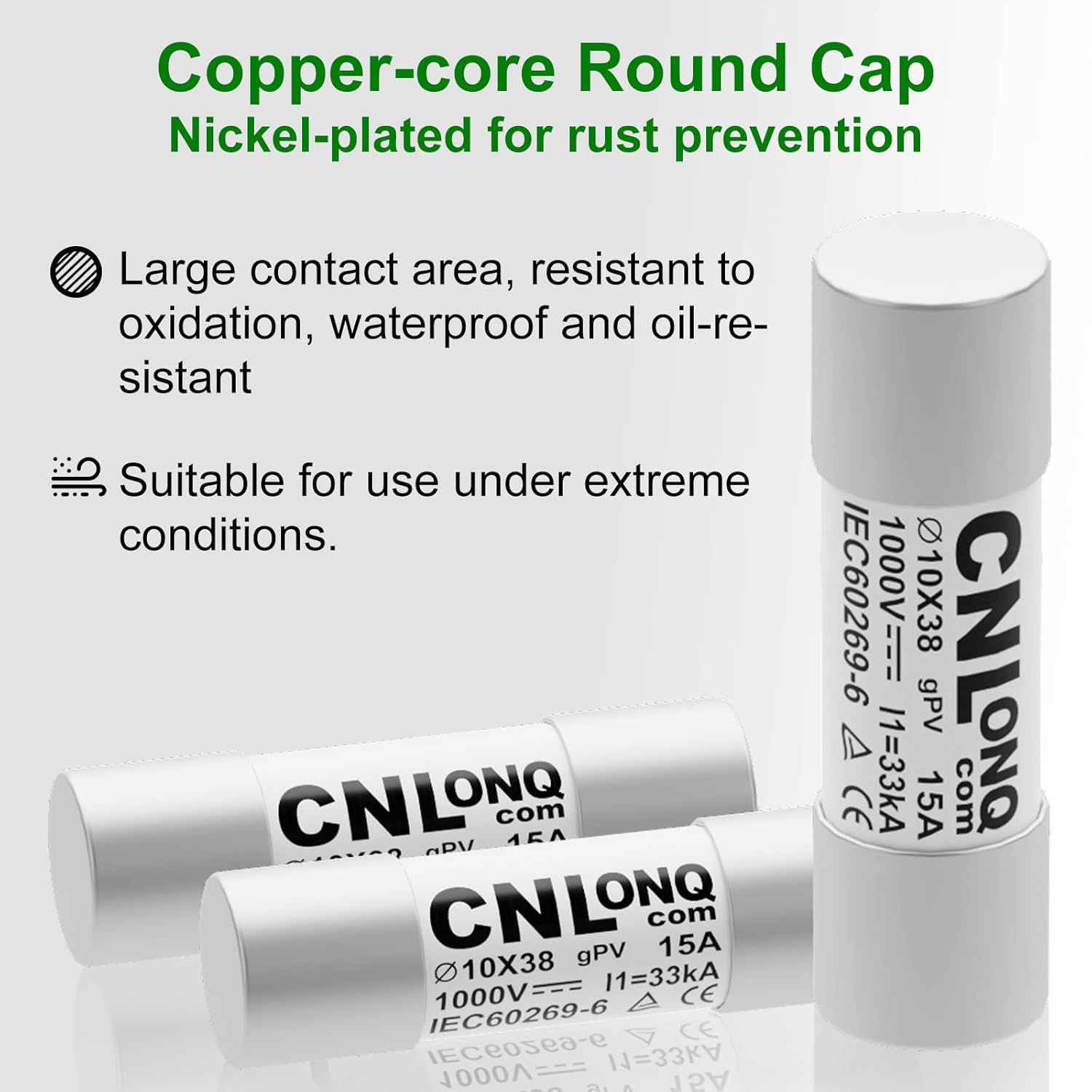 IP65 Solar PV Combiner Box DC1000V 32A Circuit Breaker with Surge Protector and 15A PV Fuses and 10pcs Fuse Link 15A 1000V DC, 1in 1out Disconnect Switch Outdoor Waterproof for Solar Panels System