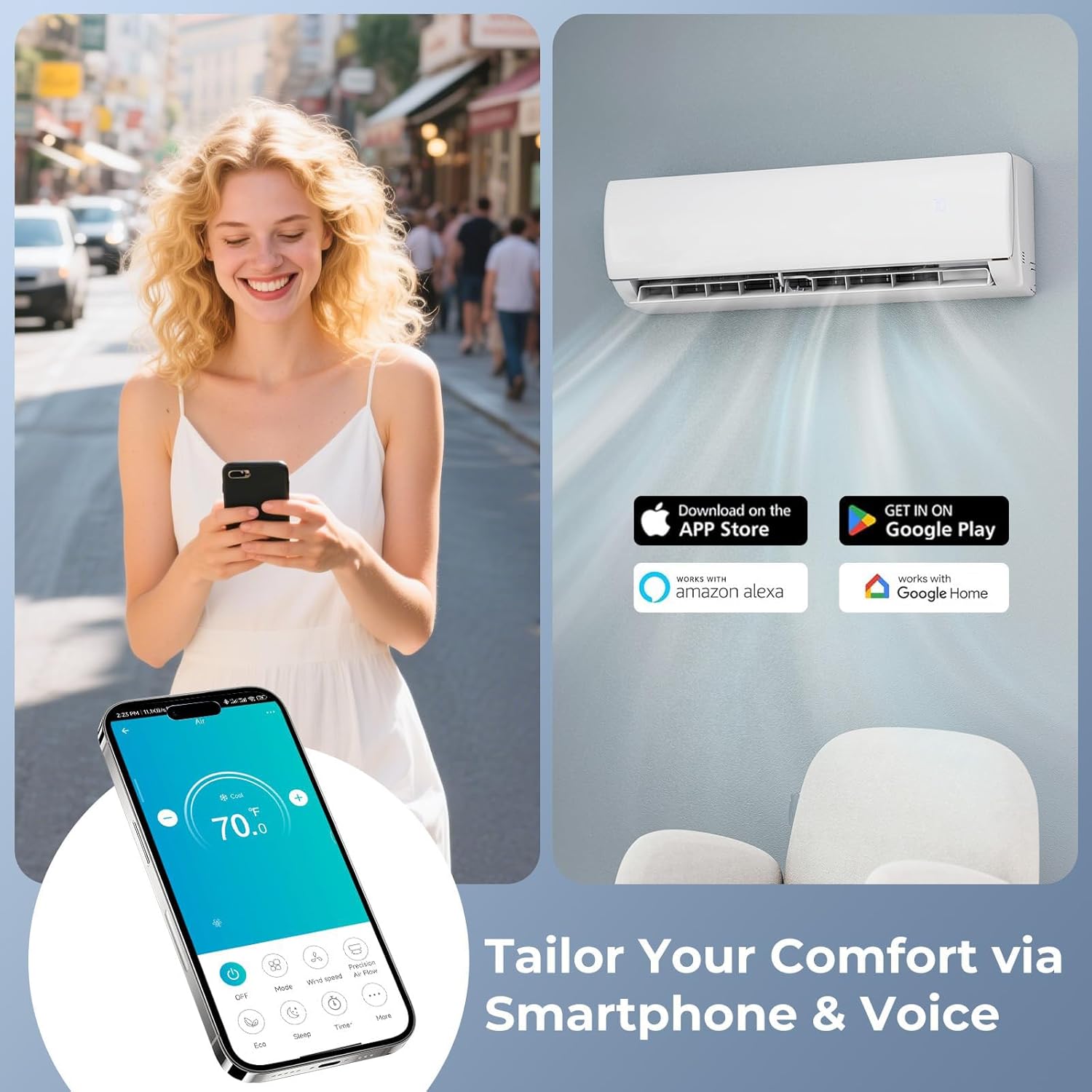 SIMOE 17,000 BTU Mini Split Air Conditioner, with Installation Kit, 208/230V 17 SEER2 Inverter Air Conditioner & Heater Pump System, Mini Split Cools Up to 1250 Sq. Ft, Compatible with Alexa