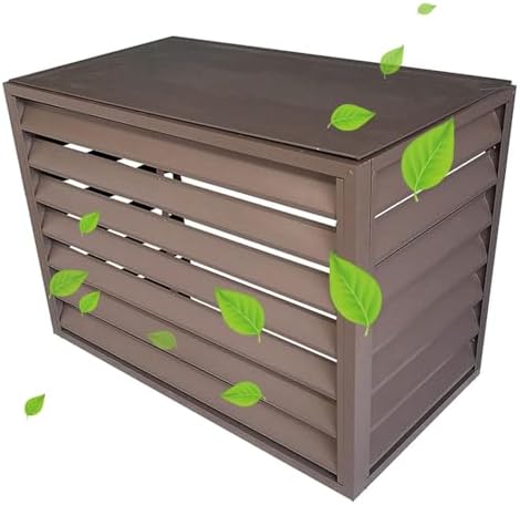 Outdoor Privacy Fence Screen Window Aluminum Air Conditioner Cover for Outside Units, Trash Can Enclosure Flower Stand Decorative Air Conditioning Cover for Patio Lawn (Color : Br