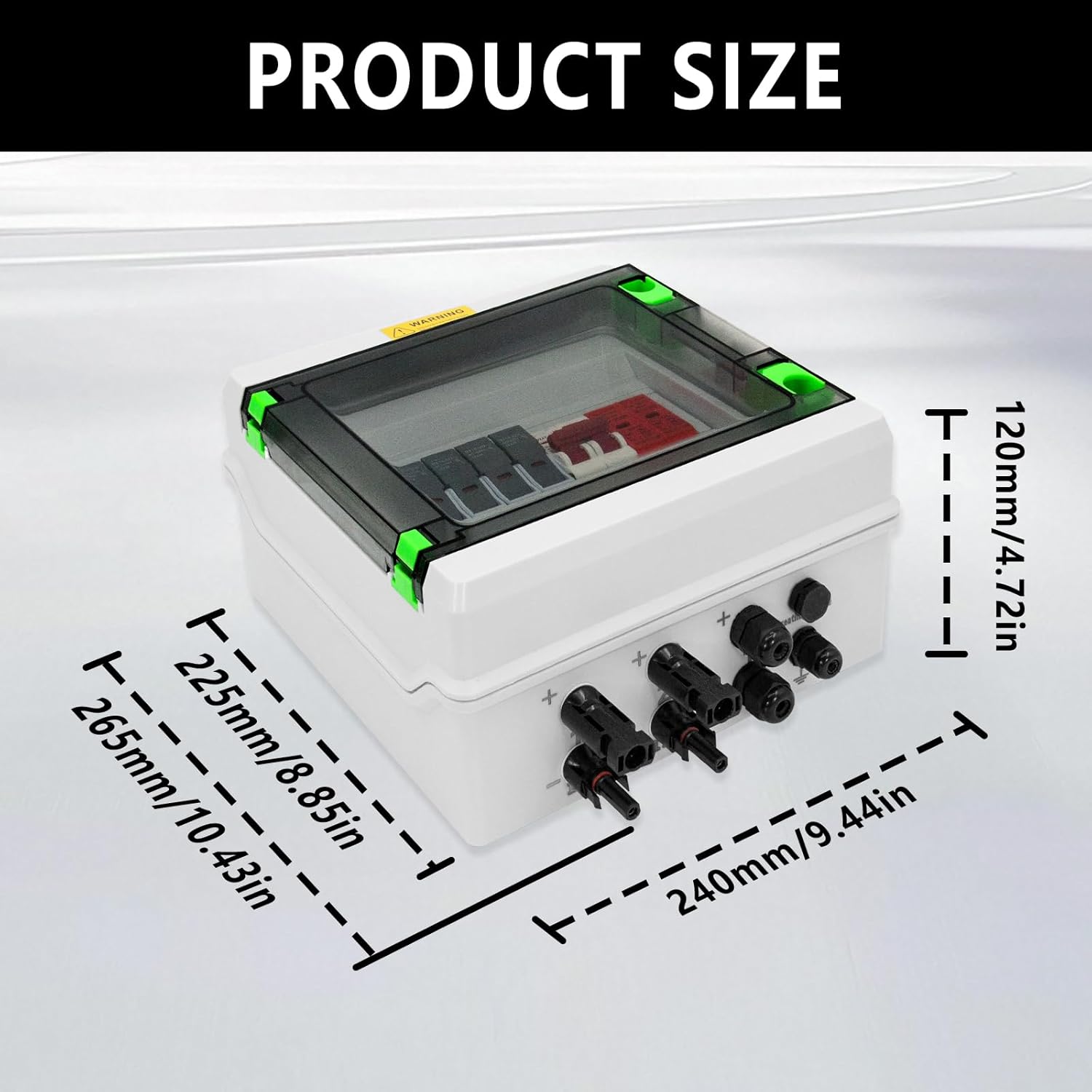 DC600V Solar Combiner Box IP65 2-In-1-Out 40A Circuit Breaker with Surge Protector& Fuse PV Combiner Box IP65 Waterproof Enclosure,MCB,SPD for Solar Panel Systems