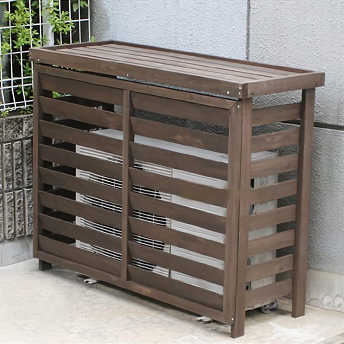 Air Conditioner Covers for Outside Units Wooden Air Conditioner Cover Privacy Fence Screen Condensing Unit Protective Cover Decorative Louvered Frame Weather Resistant (Size : B)