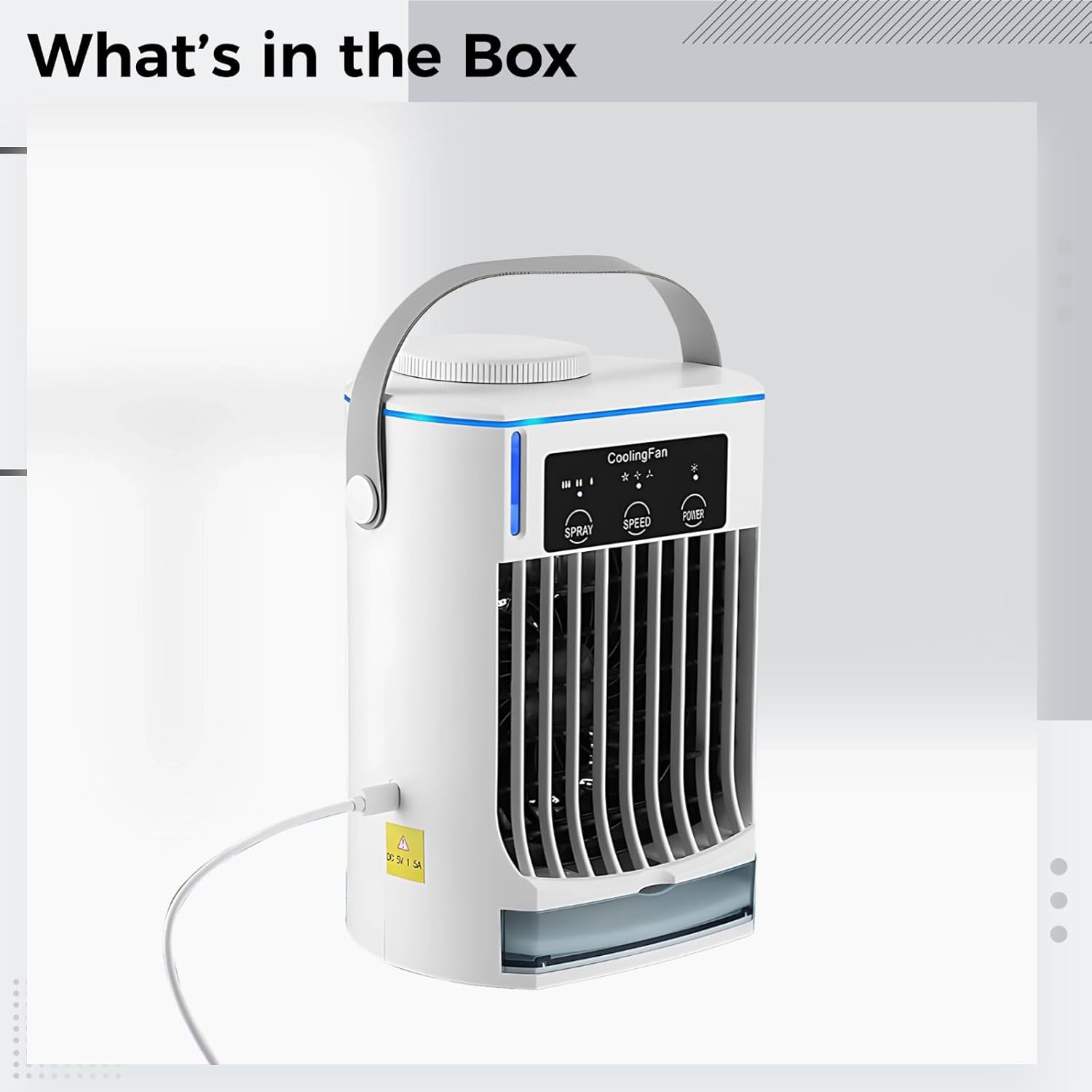 Usb-Powered Portable Mini Air Conditioner For Desk With 3 Speeds, 16.91 Oz Water Tank, Adjustable Mist & Type-C Charging For Home Or Office