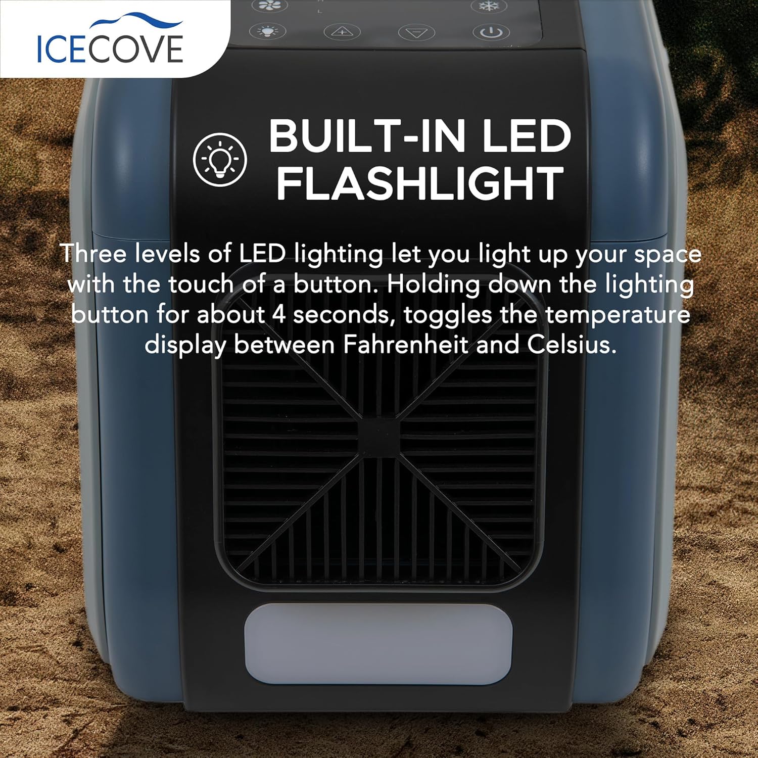IceCove Portable Air Conditioner, 2500BTU Fast Cooling Car AC Unit, 250W Low Power Consumption, 25.5VDC, 2 Fan Speed, 3 Light Mode for Tent Camping RV Truck Van Life Home (Battery Not Included), Blue