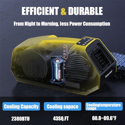 Enjoycool Portable Air Conditioners,2380BTU Fast Cooling Outdoor Air Conditioner•Ergonomic handle,Built-in Cool,Fan,Sleep Modes•24Volt 220W Low Power Consumption•tent air conditioner