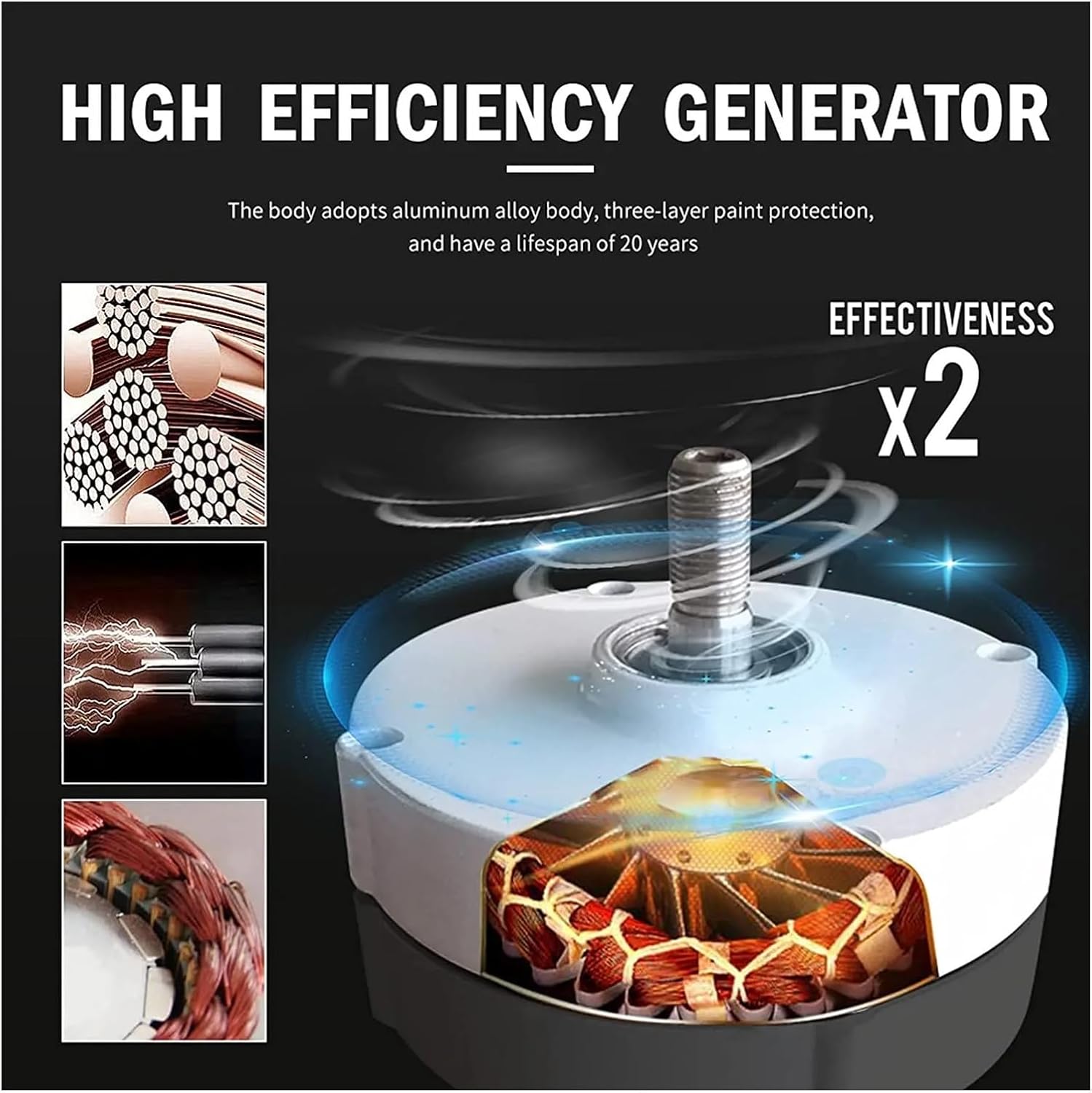 Wind Turbines, Low Noise 10KW Vertical Free Energy Wind Turbine Generator for Home 10000W 12V 24V 48V AC 3 Phase Windmill Low Wind Speed Starting Wind Turbines(12V_10KW)