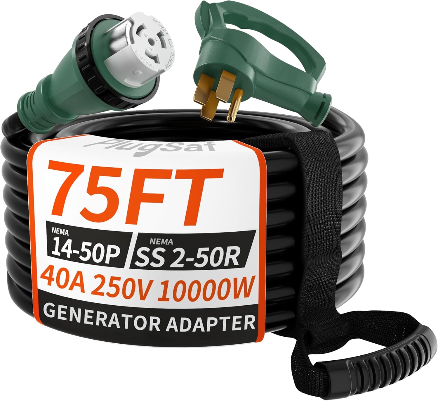 40 Amp Generator Cord, 75FT 40 Amp RV Extension Cord with Twist Lock, Generator Cable 40A 4 Prong, NEMA 14-50P to SS2-50R Heavy Duty STW Wire for RV Camper & House