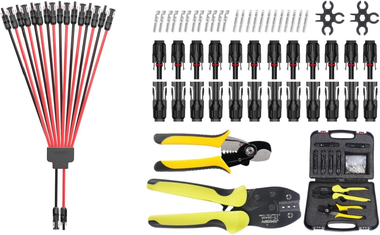 2 to 16 Y Branch Parallel Adapter and Solar Crimper Stripper Tool Kit