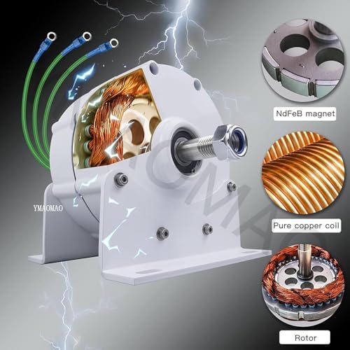 600W Low RPM Permanent Magnet Generator - 3 Phase Gearless AC Alternator for Water & Wind Turbines - 48V Rectifier Included, Efficient Energy Solution