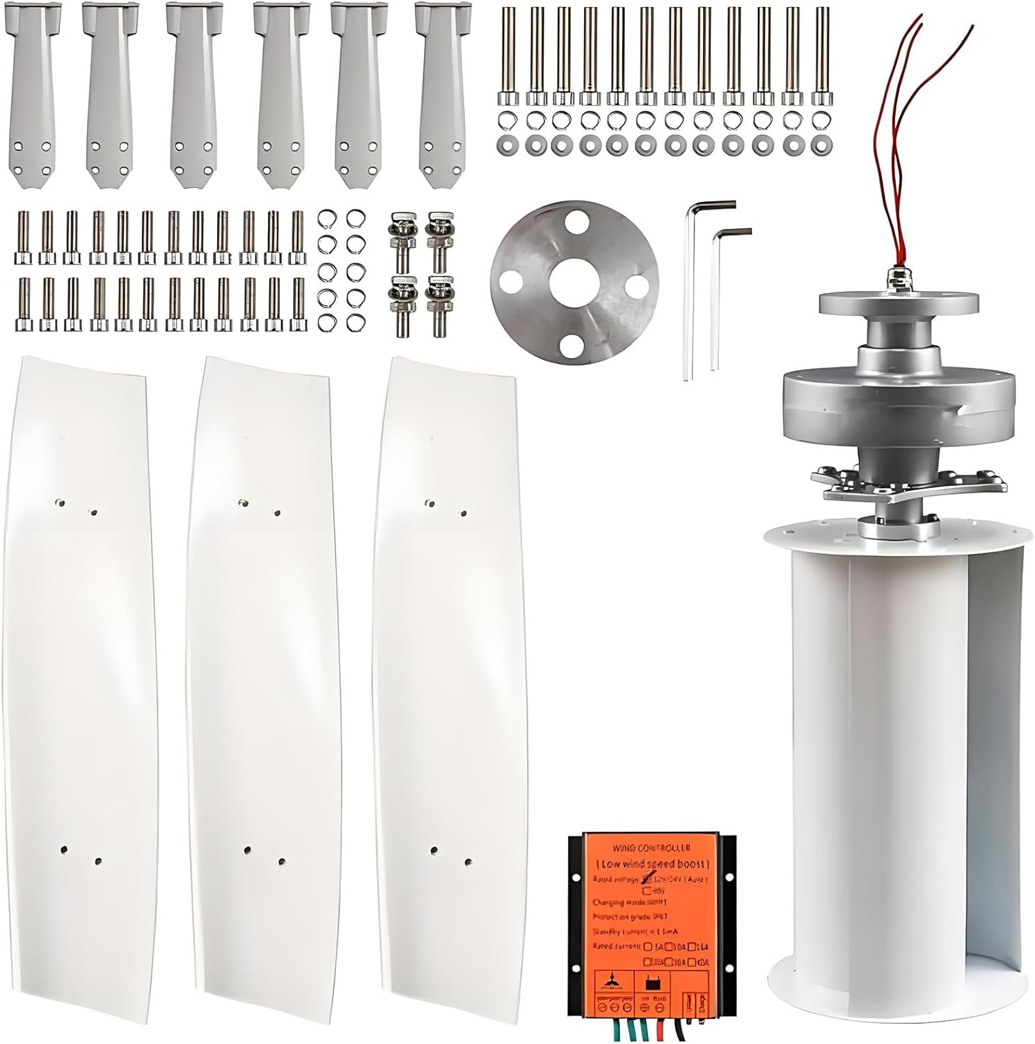 Wind Turbine Generator Kit, 20000W Portable Vertical Helix Wind Power Turbine Generator with MPPT Controller Home Outdoor Power Generation Home, Home Power Energy Kit 12V