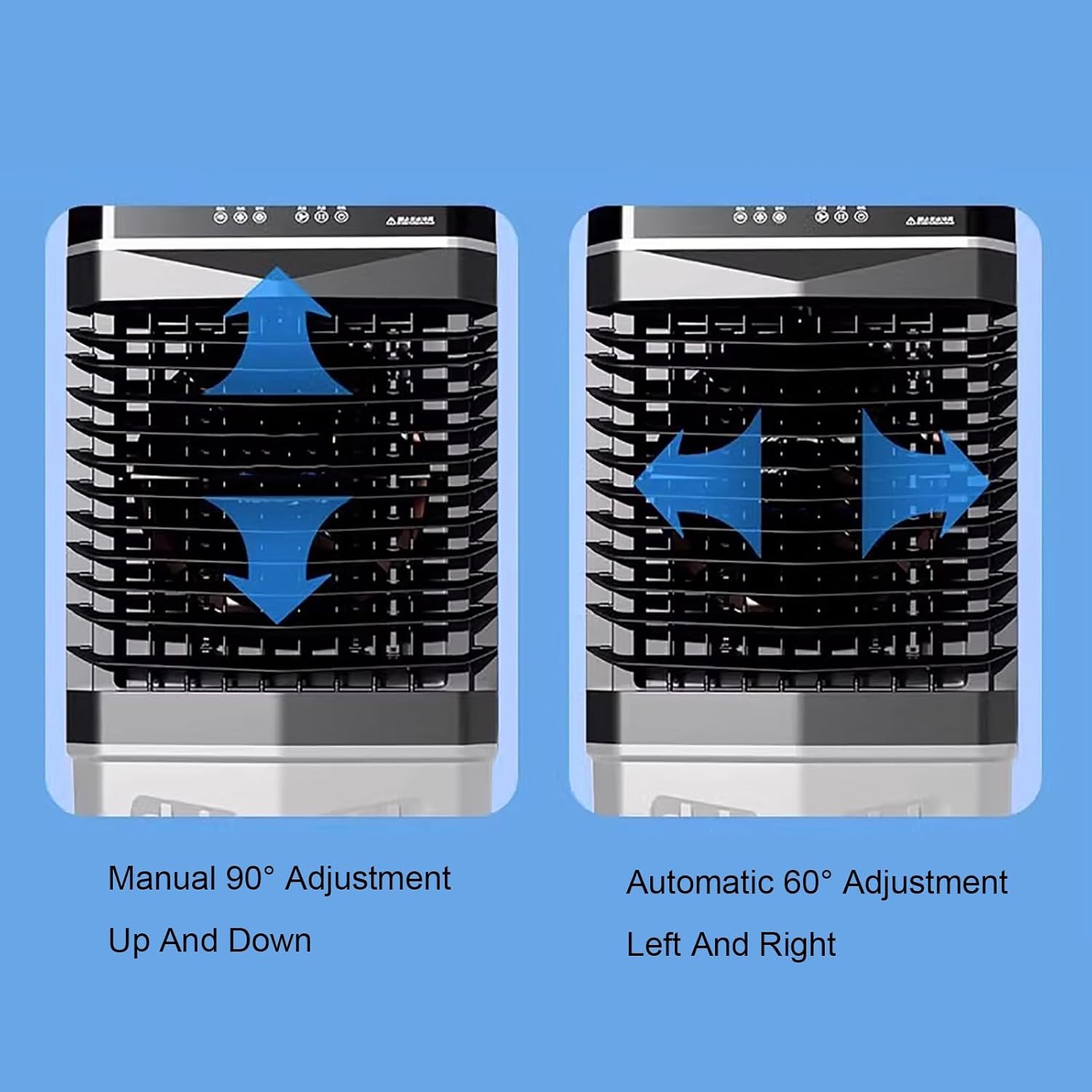 Evaporative Air Cooler with Remote, Evaporative Coolers, 120° Oscillating, 3 Speeds, 4 Ice Packs, Portable Swamp Cooler Air Conditioner(110x35x48 cm/43x14x19 in)