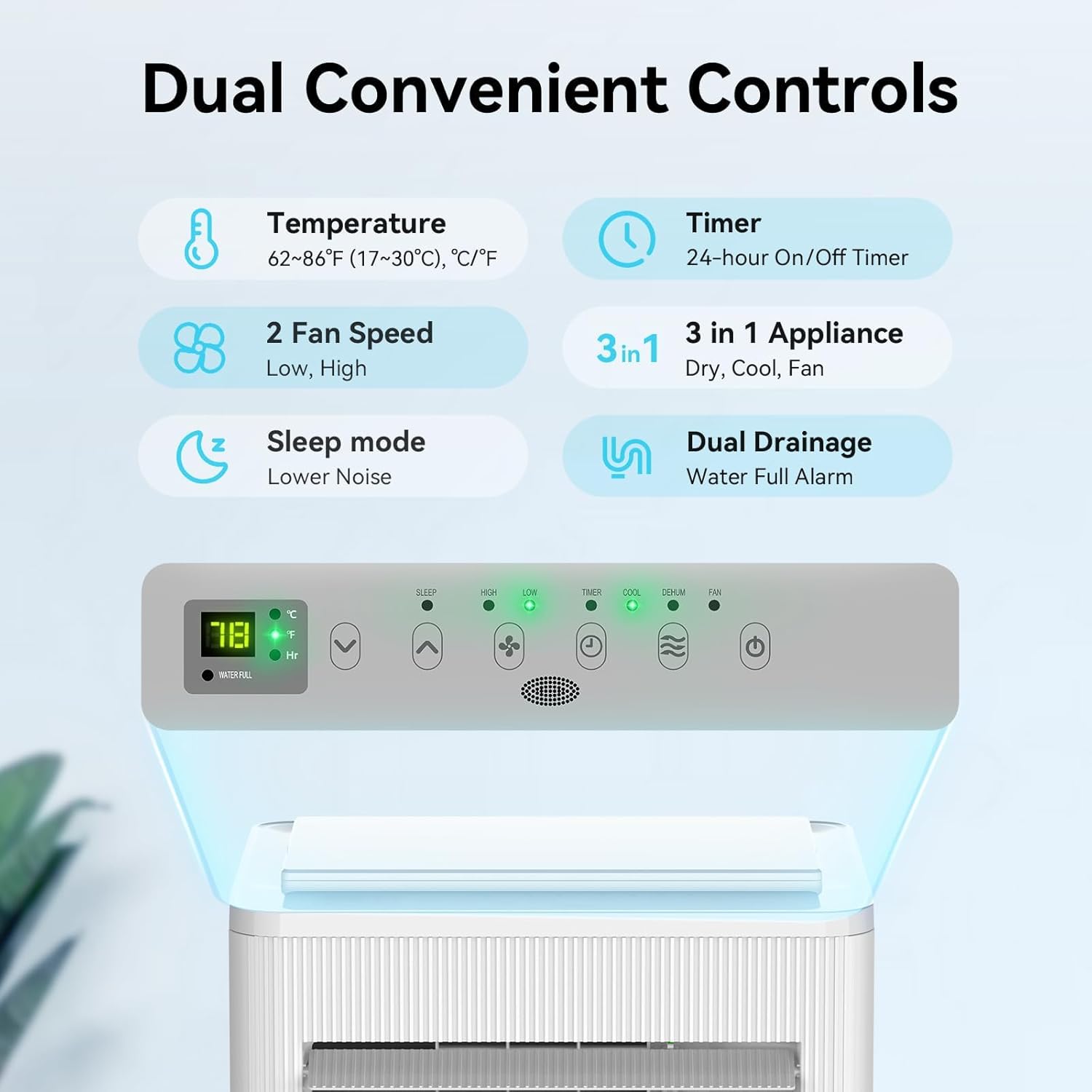 Air Choice Portable Air Conditioner, 10000 BTU Air Conditioner Portable for Room Up to 450 Sq.Ft, Remote Control, 24H Timer, Air Cooling Unit 3-in-1 as Cooler Dehumidifier Fan, Window Kit Included