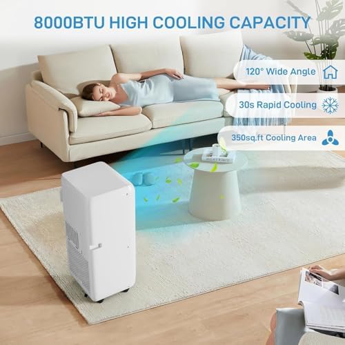 10,000 BTU Portable Air Conditioner with Remote - Cools Up to 450 Sq.Ft, 3-in-1 AC Unit with Dehumidifier/Fan Modes, Easy-Move Wheels for Home, Office, Bedroom (White)