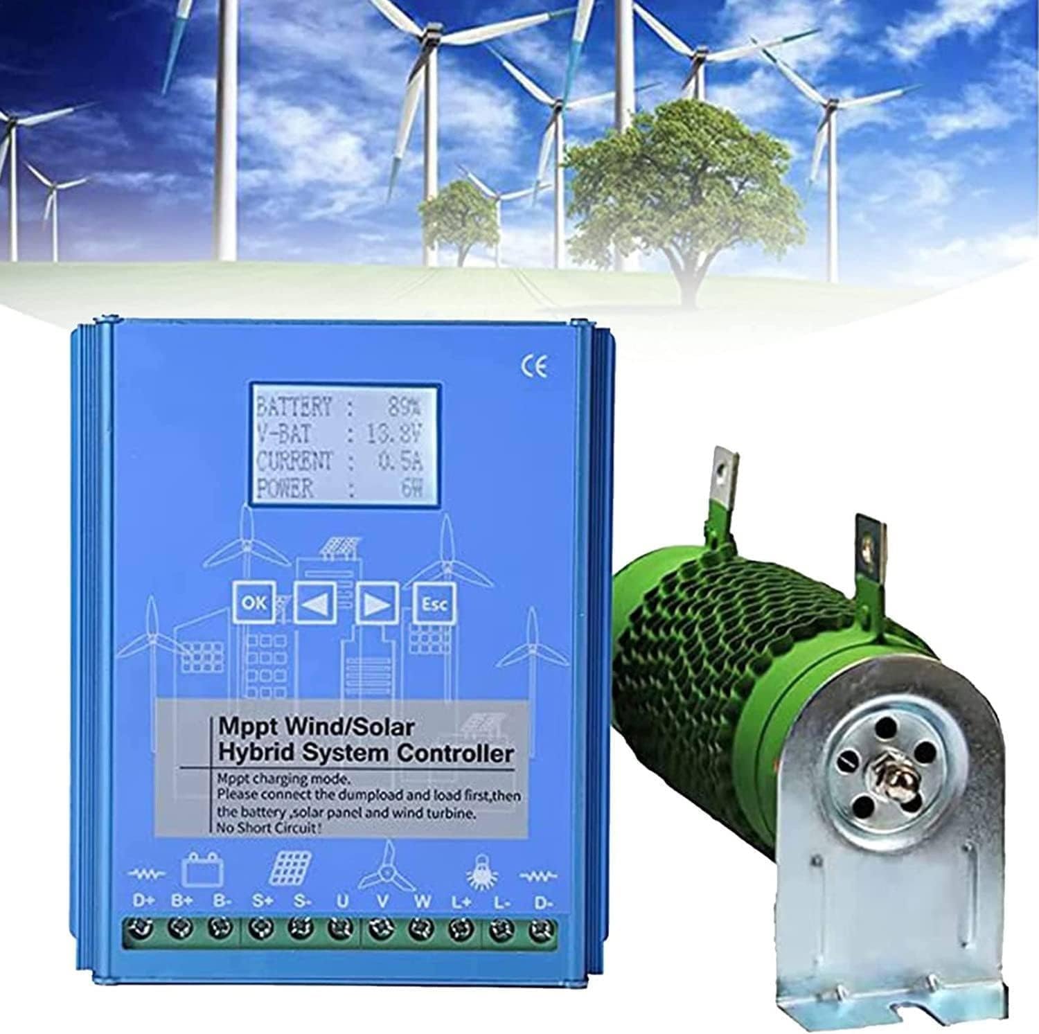 12V/24V/48V Wind Solar Hybrid Charge Controller, 2000W-12000W Wind Turbine Solar Hybrid MPPT Charge Boost Controller with LCD Screen (24v 12000w)