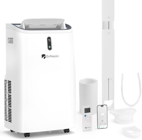 DR.PREPARE 14,000 BTU Portable Air Conditioner with WiFi, 4-in-1 Portable AC Unit with Remote Control, Fast Cooling, 24H Timers, Window kit, Cools Up to 700 sq. ft for Rooms, Bedroom