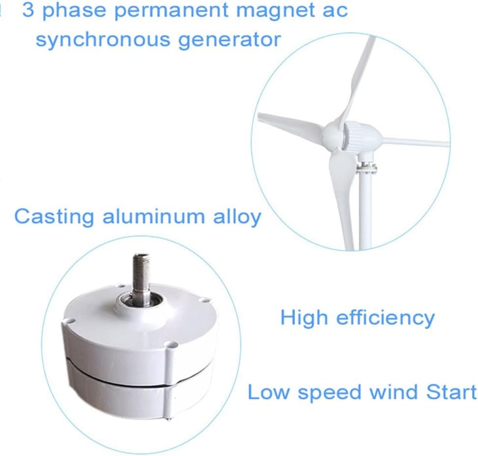 Wind Turbine, New Energy Low Speed 100w 200w 12V 24V Gearless Permanent Magnet Generator Use for Wind Turbine Water Turbine DIY(with Base,12V_200W)