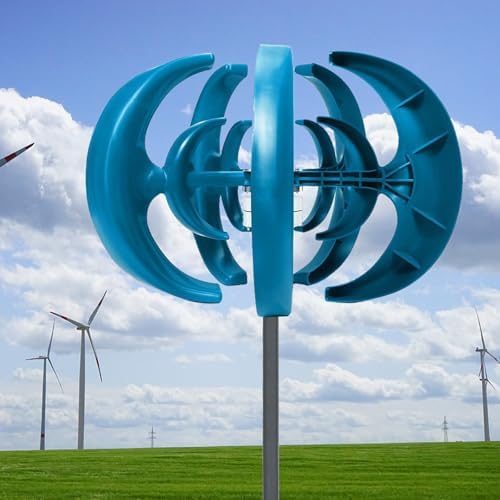 High Efficiency 10000W Wind Turbine Generator, 5 Blade 12V/24V Vertical Kit with Controller, Ideal for Home & Streetlight Use, Durable Blue Design