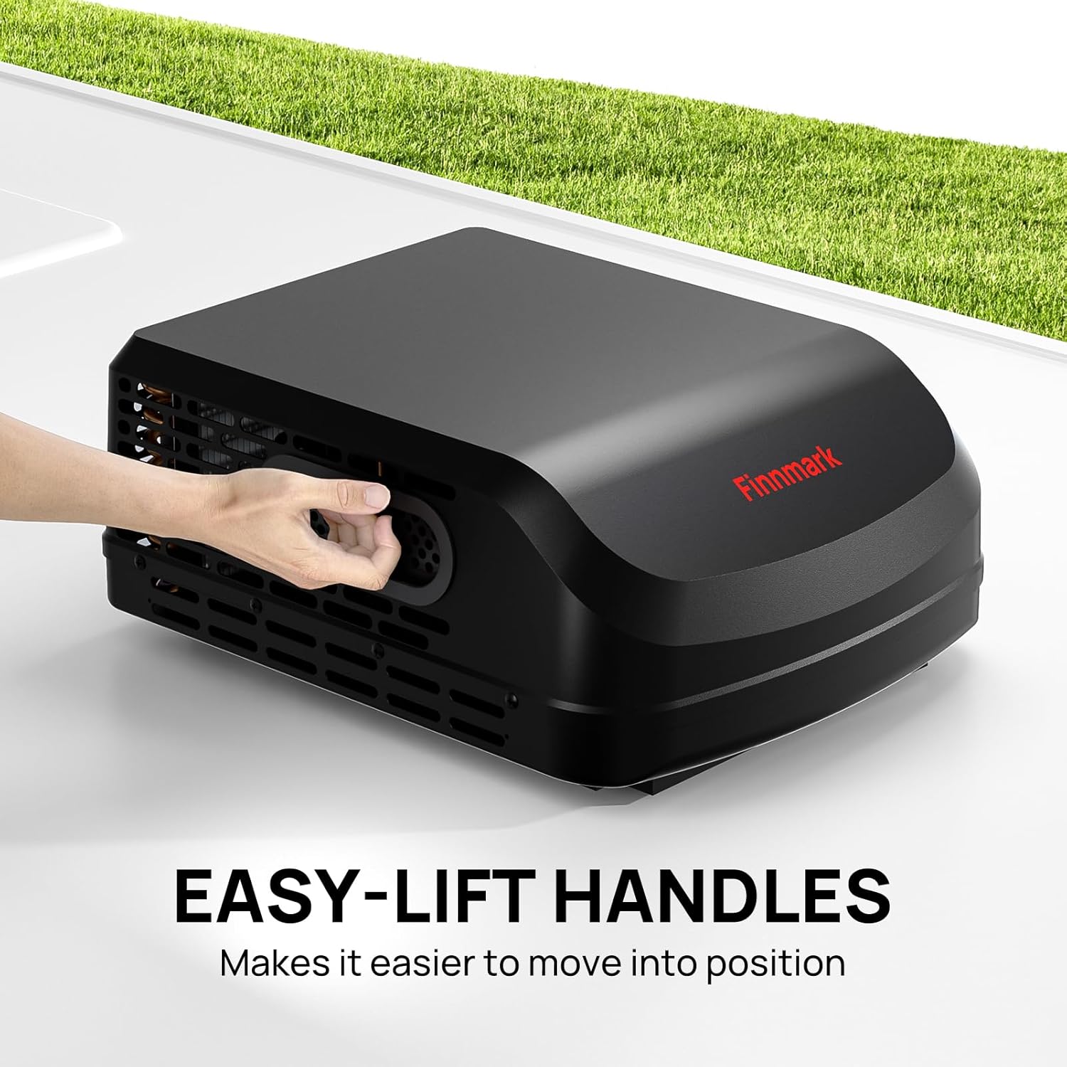 TURBRO RV Air Conditioner, 15,000 BTU Cooling with 1,500W Electric Heating, Non-ducted Rooftop Unit with Lift Handles, Ceiling Assembly with Atmosphere Lamp, 115V AC, Remote and WiFi-Controlled, Black