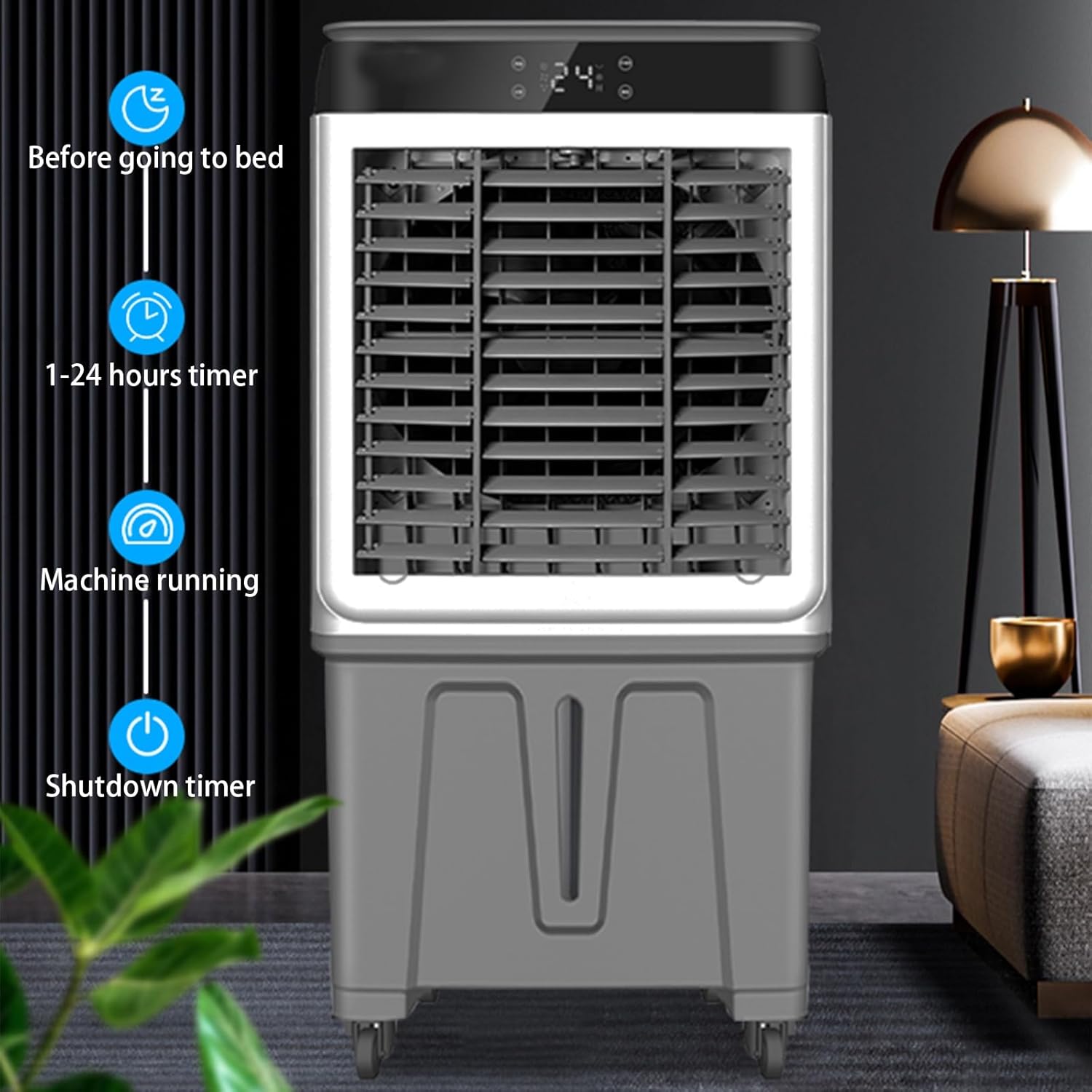 Portable Air Conditioners Fan, Evaporative Air Cooler with 3 Speeds and Water Tank, Quiet Air Cooler for Room Office Garage(47 * 35 * 102cm)