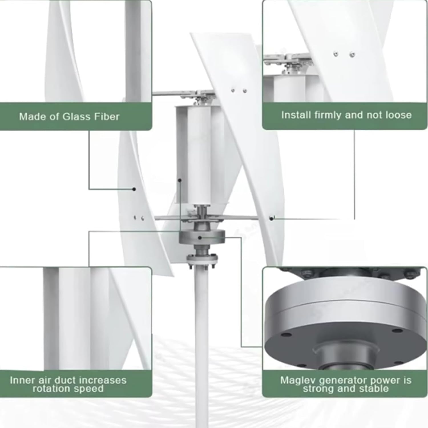 12v,12000W Low Noise Vertical 3 Blades Wind Turbine Generator,12V 24V 48V 220V for Residential, Farm, and Outdoor Wind Power Generator Kit with MPPT Controller